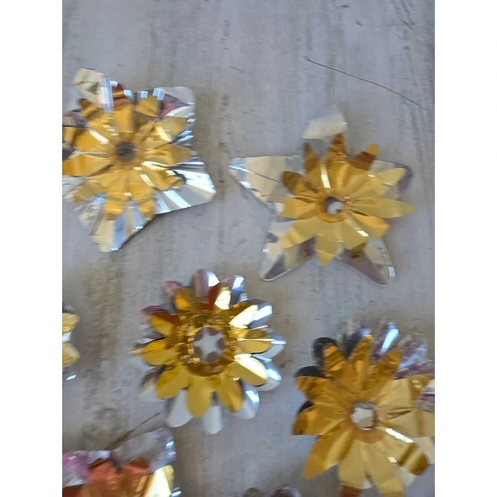 Vintage gold reflector foil ornament holder Xmas decor